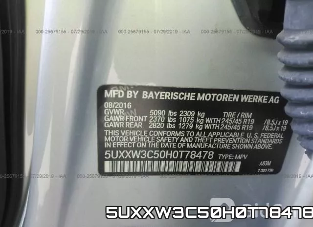 5UXXW3C50H0T78478 фото 10