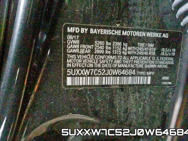 5UXXW7C52J0W64684 фото 2