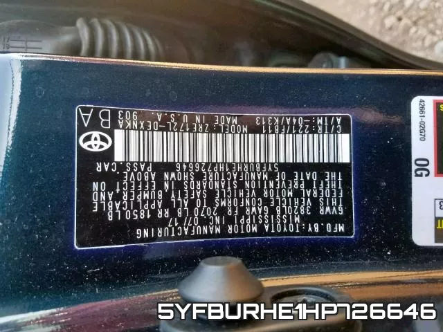 5YFBURHE1HP726646 фото 2