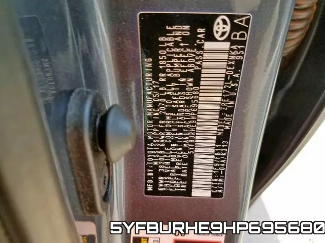 5YFBURHE9HP695680 фото 2