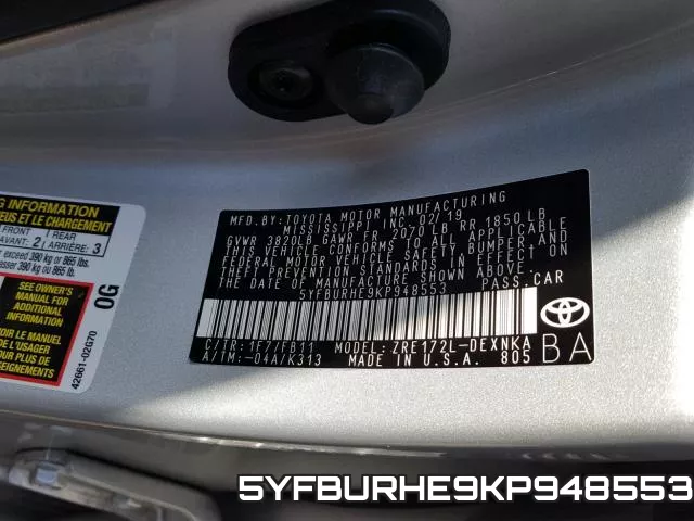 5YFBURHE9KP948553 фото 2