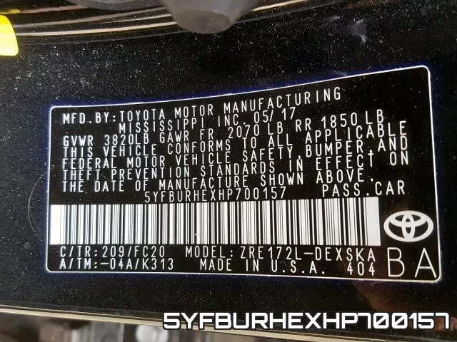 5YFBURHEXHP700157 фото 2