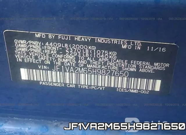 JF1VA2M65H9827650 фото 10