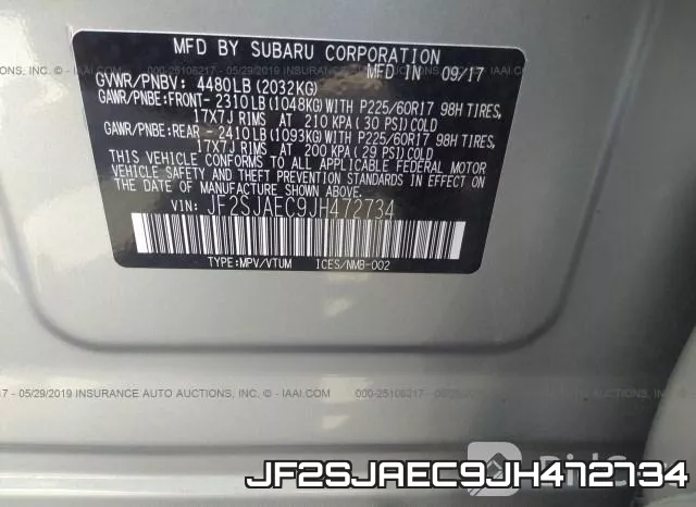 JF2SJAEC9JH472734 фото 9