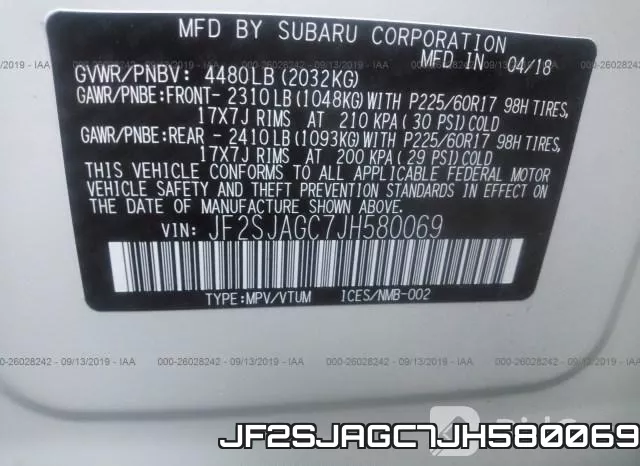 JF2SJAGC7JH580069 фото 10