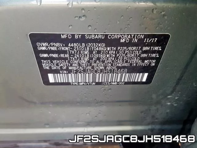 JF2SJAGC8JH518468 фото 2