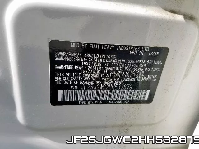 JF2SJGWC2HH532879 фото 2