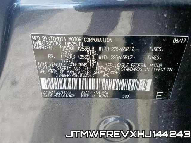 JTMWFREVXHJ144243 фото 2