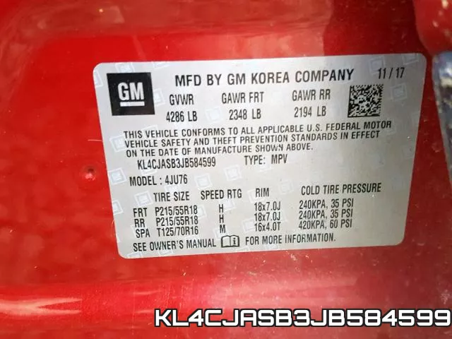 KL4CJASB3JB584599 фото 2