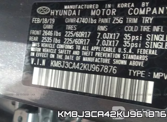 KM8J3CA42KU967876 фото 10