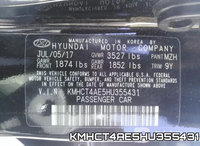 KMHCT4AE5HU355431 фото 10