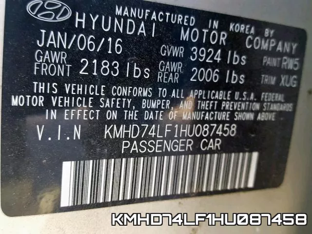 KMHD74LF1HU087458 фото 2