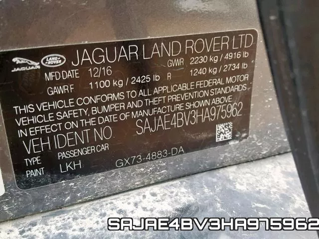 SAJAE4BV3HA975962 фото 2