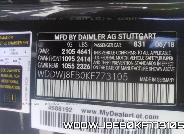 WDDWJ8EB0KF773105 фото 9