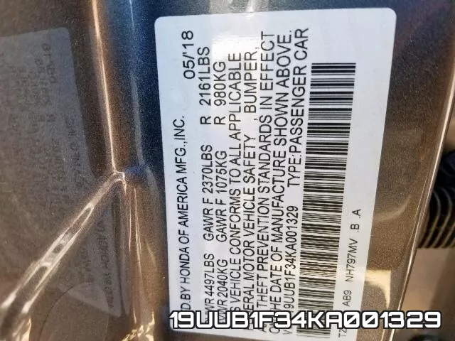 19UUB1F34KA001329 фото 2