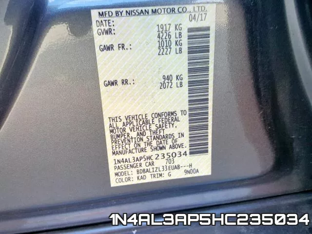 1N4AL3AP5HC235034 фото 2