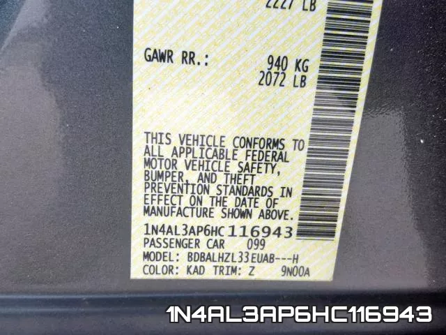 1N4AL3AP6HC116943 фото 2