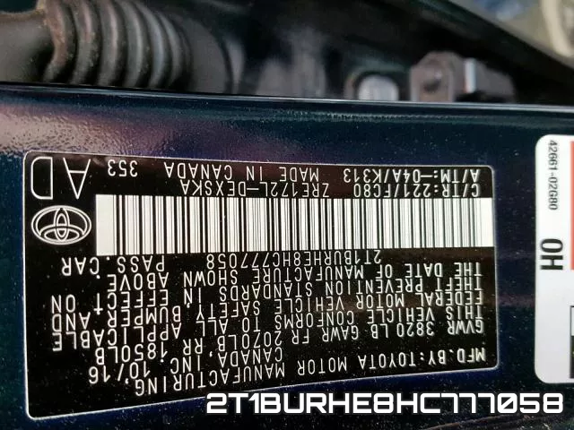 2T1BURHE8HC777058 фото 2