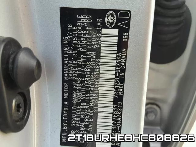 2T1BURHE8HC808826 фото 2