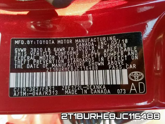 2T1BURHE8JC116488 фото 2