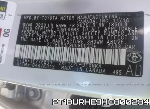 2T1BURHE9HC800234 фото 10