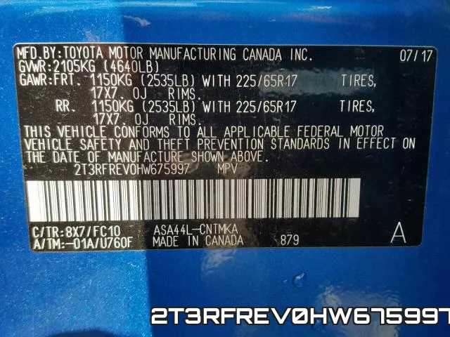 2T3RFREV0HW675997 фото 2