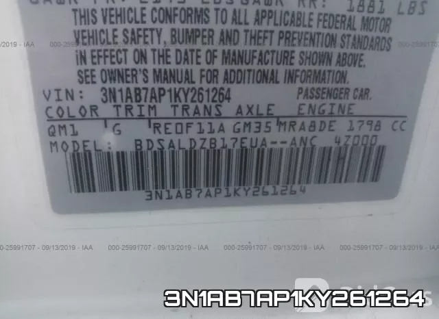 3N1AB7AP1KY261264 фото 10