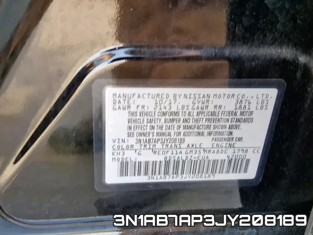 3N1AB7AP3JY208189 фото 2