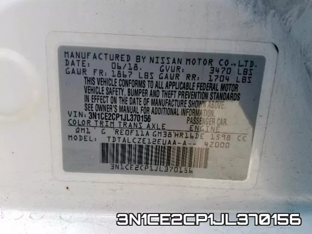 3N1CE2CP1JL370156 фото 2