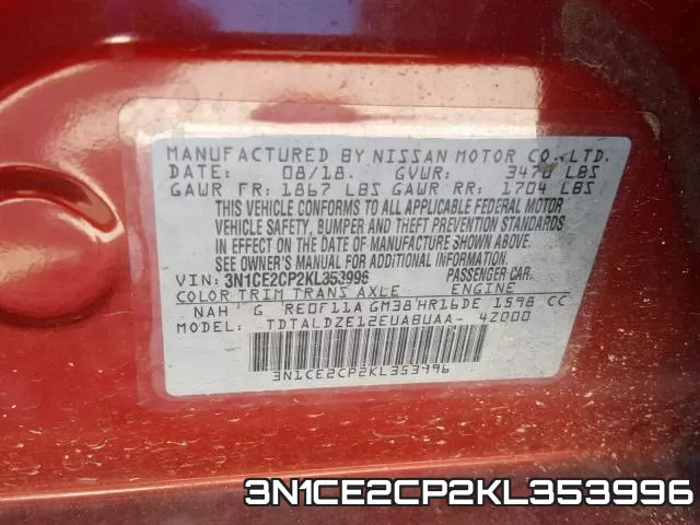 3N1CE2CP2KL353996 фото 2