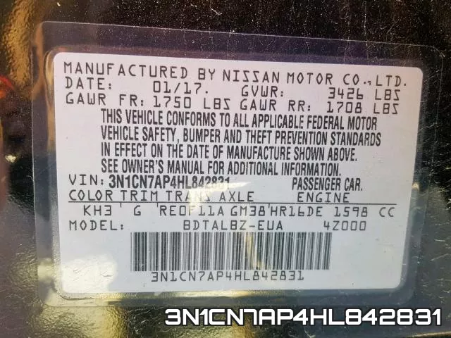 3N1CN7AP4HL842831 фото 2