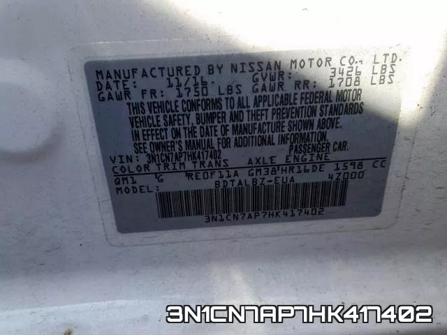 3N1CN7AP7HK417402 фото 2