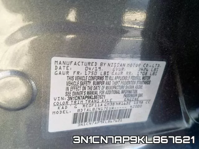 3N1CN7AP9KL867621 фото 2