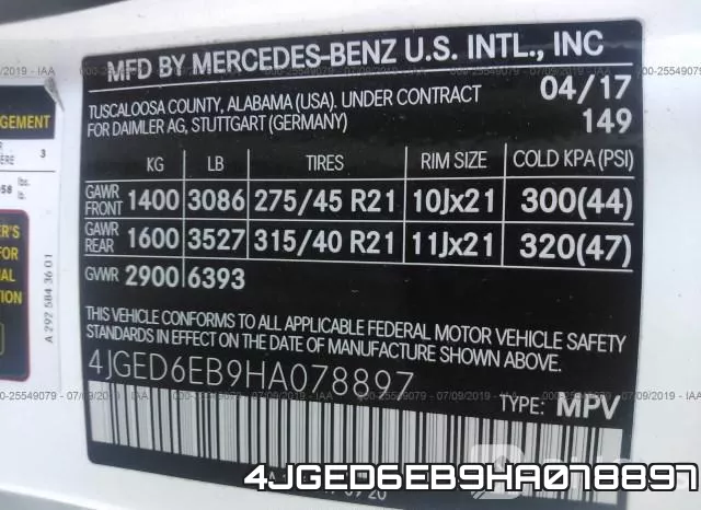 4JGED6EB9HA078897 фото 10