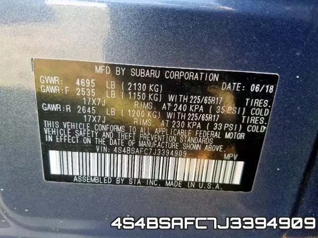 4S4BSAFC7J3394909 фото 2