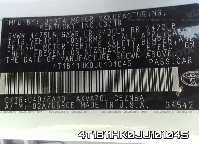 4T1B11HK0JU101045 фото 10