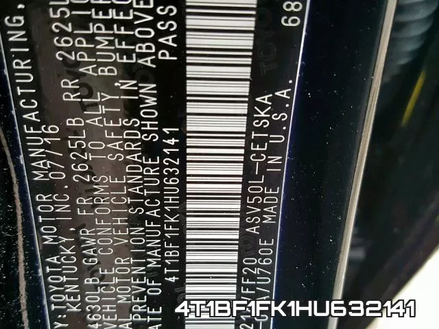 4T1BF1FK1HU632141 фото 2