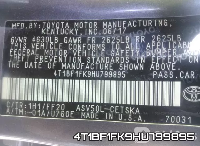 4T1BF1FK9HU799895 фото 10