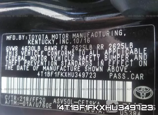 4T1BF1FKXHU349723 фото 10