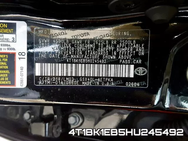 4T1BK1EB5HU245492 фото 2