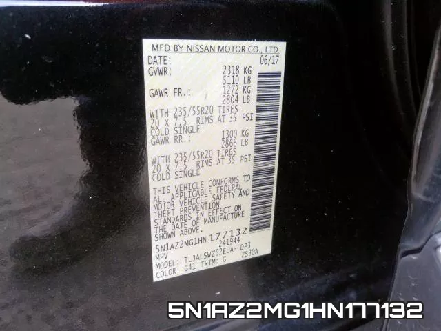 5N1AZ2MG1HN177132 фото 2
