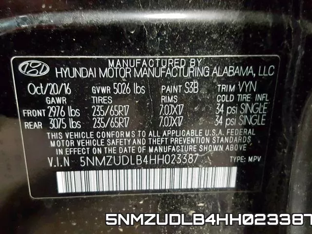 5NMZUDLB4HH023387 фото 2