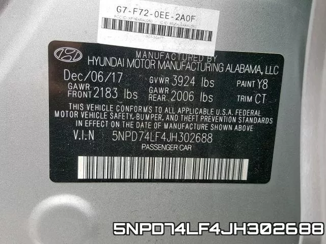 5NPD74LF4JH302688 фото 2