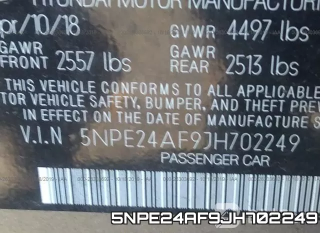 5NPE24AF9JH702249 фото 10