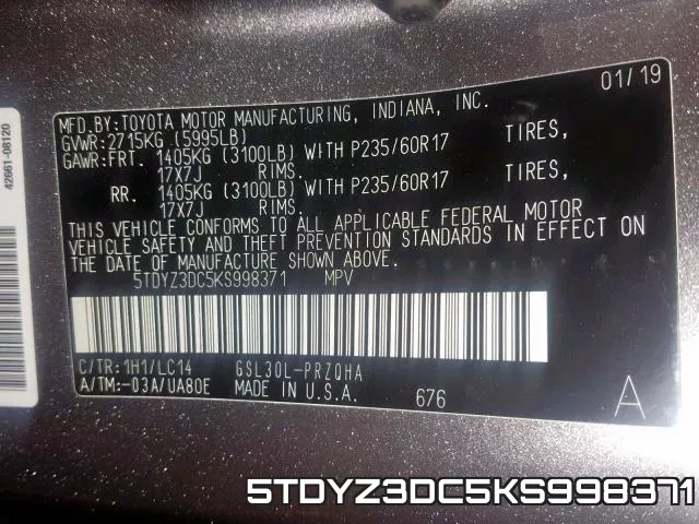 5TDYZ3DC5KS998371 фото 2