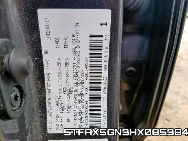 5TFAX5GN3HX085384 фото 2