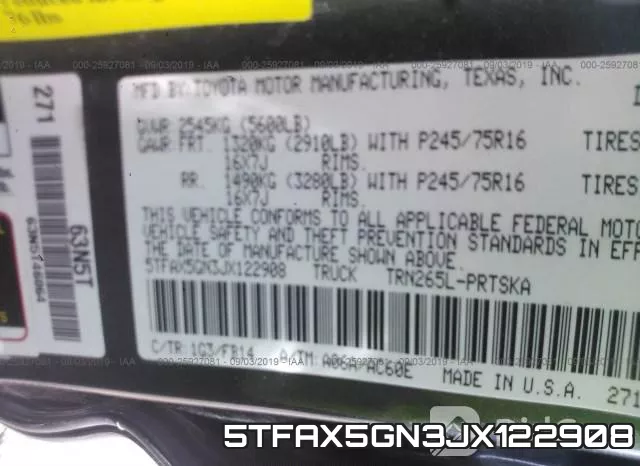 5TFAX5GN3JX122908 фото 10