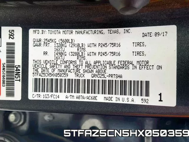 5TFAZ5CN5HX050359 фото 2