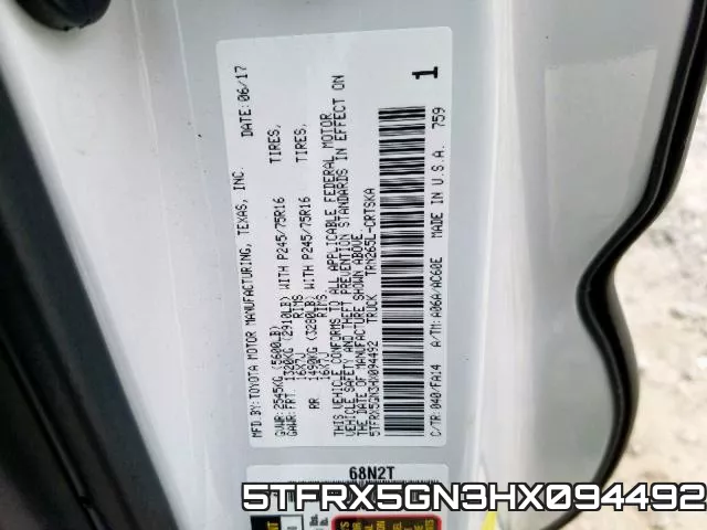 5TFRX5GN3HX094492 фото 2