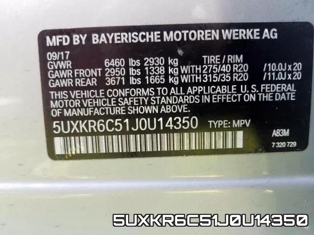 5UXKR6C51J0U14350 фото 2